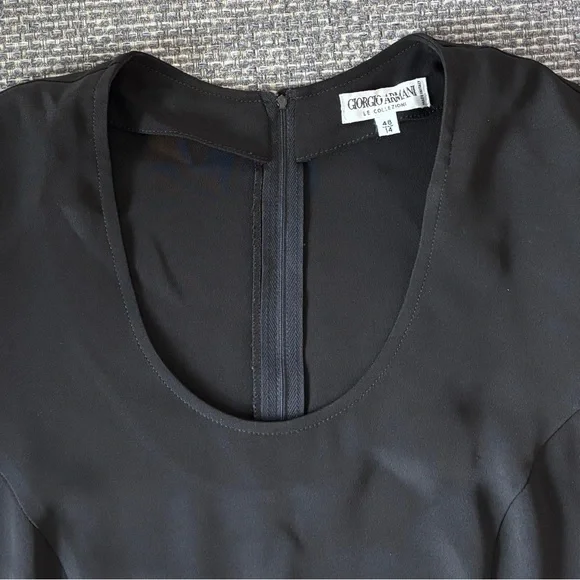 Giorgio Armani — Le Collezioni Vintage Black Long Sleeve Scoop Neck Dress Sz 14